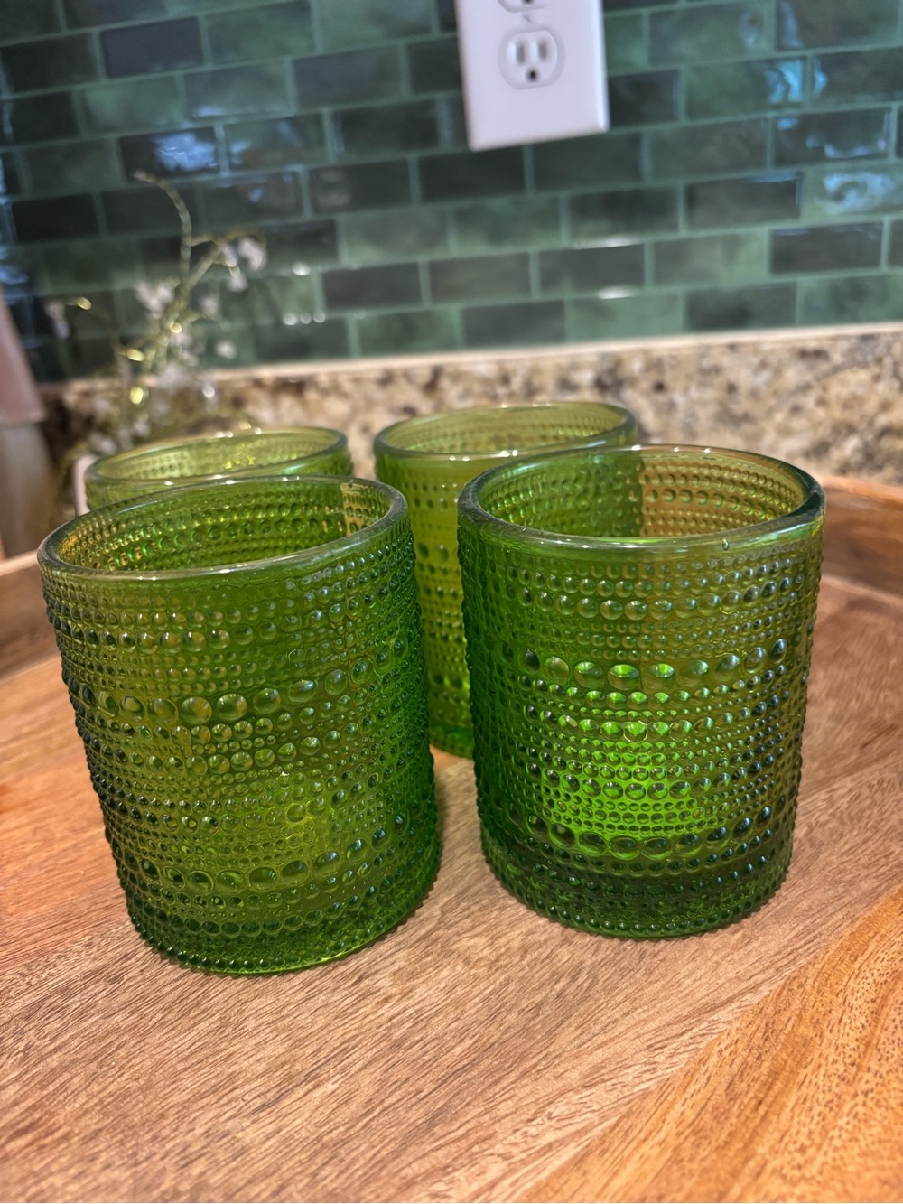 Green Textured Glass Tumbler Set - 4-Pack